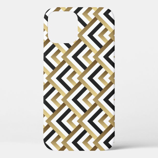Funda De Case-Mate Para iPhone Triángulos abstractos: negro dorado sin foco (Reverso )