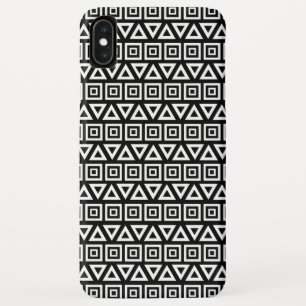 Funda Para iPhone XS Max Triángulos aztecos+Cuadrados Patrón blanco sobre n