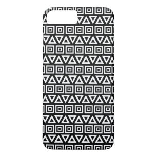 Funda Para iPhone 8 Plus/7 Plus Triángulos aztecos+Cuadrados Patrón blanco sobre n
