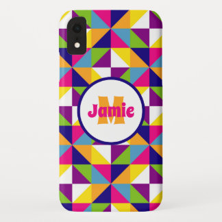 Funda Para iPhone XR Triángulos de aspecto curvados de color personaliz