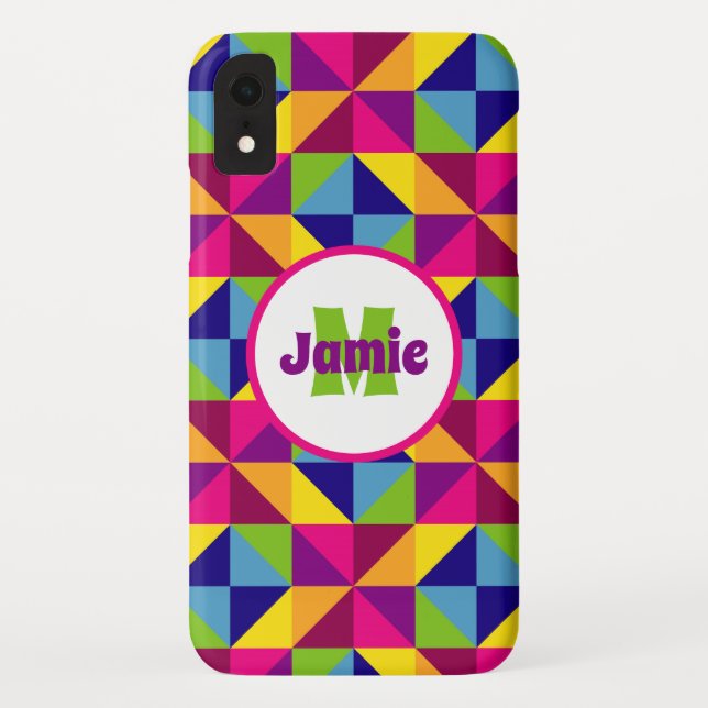 Funda De Case-Mate Para iPhone Triángulos de aspecto curvados de color personaliz (Reverso)