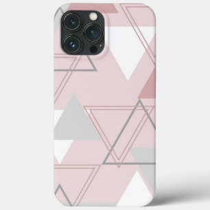 Funda Para iPhone 13 Pro Max Triángulos grises, blancos y rosas