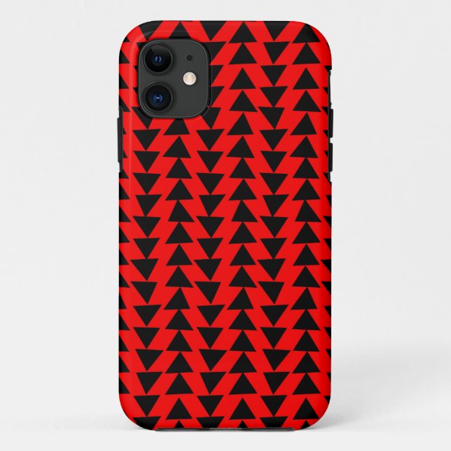 Funda De Case-Mate Para iPhone Triángulos irregulares - Negro sobre rojo (Reverso)