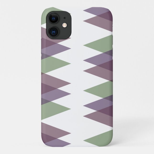 Funda De Case-Mate Para iPhone Triángulos malvas y verdes (Reverso)