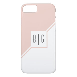 Funda Para iPhone 8/7 Triángulos rosados de Rubor, monogramo geométrico 