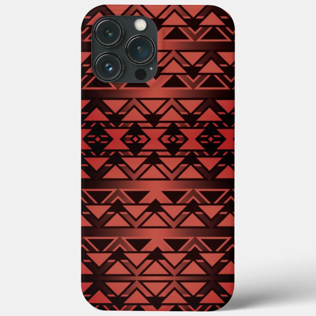 Funda De Case-Mate Para iPhone Triángulos tribales de ZigZag en salmón oscuro deg (Reverso )