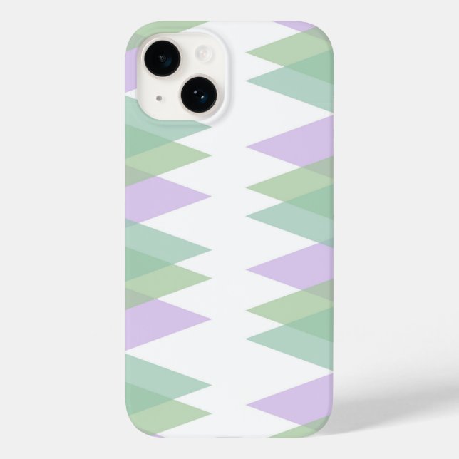 Funda De Case-Mate Para iPhone Triángulos verdes y lilacos (Reverso )