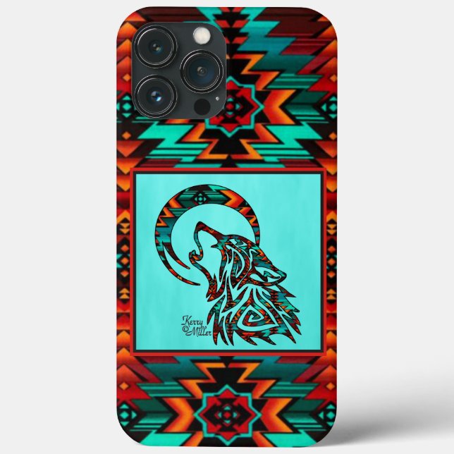 Funda De Case-Mate Para iPhone Tribal Wolf Howling en el estuche Moon iPhone (Reverso )
