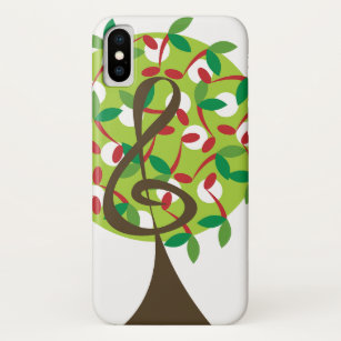Funda Para iPhone X Tríbol musical Cherry Notes Tree Whimsical Nature