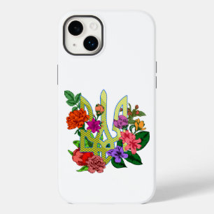 Funda Para iPhone 14 Plus De Case-Mate tridente tryzub de la heráldica ucraniana con flor
