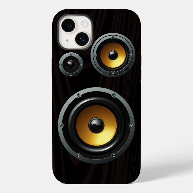 Funda De Case-Mate Para iPhone Trío del altavoz de grano de madera retro (Reverso )