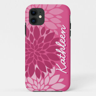 Funda Para iPhone 11 Trío floral rosado de bonito con nombre