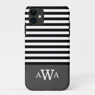 title_seo2 Triple letra Monograma Rayas blancas negras