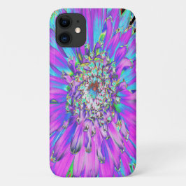 Funda Para iPhone 11 Trippy Resumen Aqua, Lime Green y Purple Dahlia