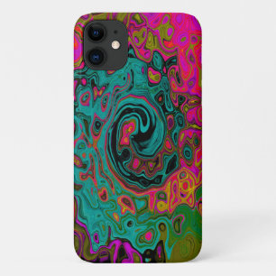 Funda Para iPhone 11 Trippy Turquoise Resumen Retro Liquid Swirl