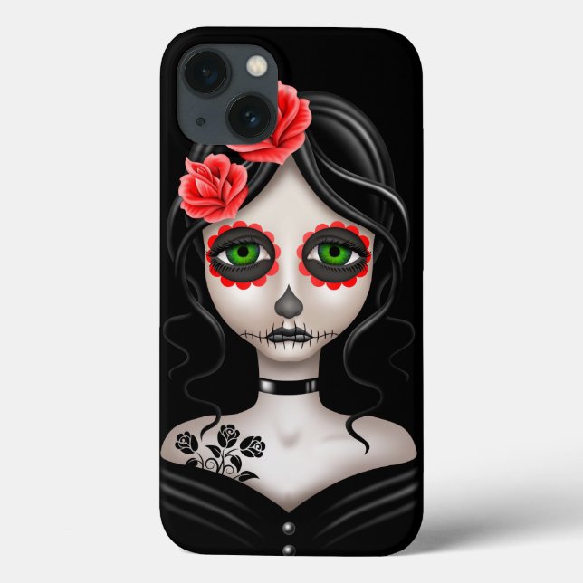 Funda De Case-Mate Para iPhone Triste día del Chica muerto en negro (Reverso)