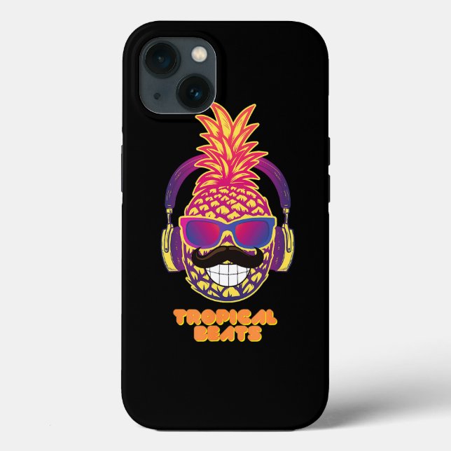 Funda De Case-Mate Para iPhone Tropical Beats Pineapple DJ Diversión con bigote S (Reverso )