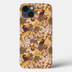 title_seo2 Tropical Floral Pattern With Tiger