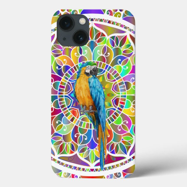 Funda De Case-Mate Para iPhone Tropical Mosaic – Blue & Gold Macaw Mandala (Reverso)