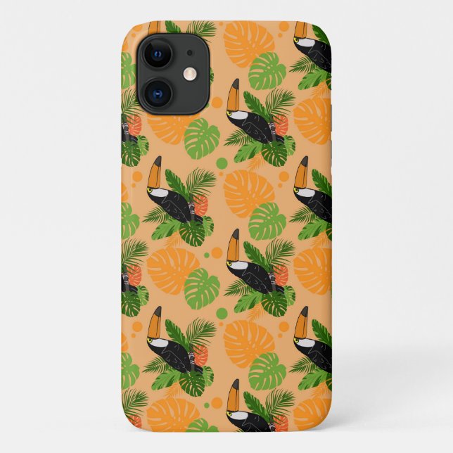 Funda De Case-Mate Para iPhone Trópico Toucan Bird Seamless Pattern (Reverso)