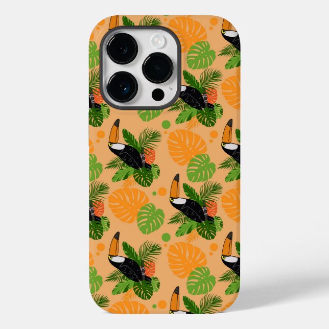 Funda De Case-Mate Para iPhone Trópico Toucan Bird Seamless Pattern (Reverso )