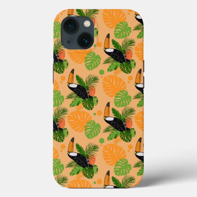 Funda De Case-Mate Para iPhone Trópico Toucan Bird Seamless Pattern (Reverso )
