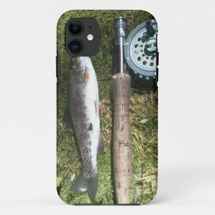 Funda Para iPhone 11 trucha arco iris y carrete de pesca con mosca