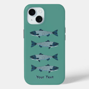 Funda Para iPhone 15 Trucha de arte popular azul/salmón