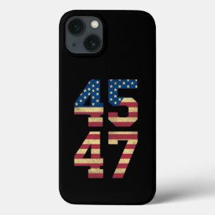 Funda Para iPhone 13 Trump 2024 45 47 Retro de bandera estadounidense a