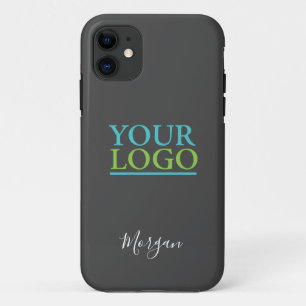 Funda Para iPhone 11 Tu logotipo/arte/foto, nombra el guión blanco, gri