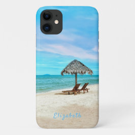 Funda Para iPhone 11 Tu nombre de escena de playa de arena tropical