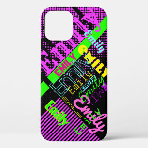 Funda Para iPhone 12 Tu Nombre Divertido Colorido Inspirado en los 80