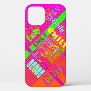 Funda Para iPhone 12 Tu Nombre Divertido Colorido Inspirado en los 80