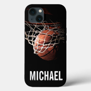 Funda Para iPhone 13 Tu nombre Personalizable de arte de baloncesto
