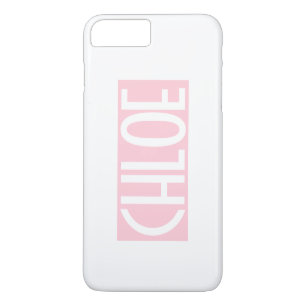 Funda Para iPhone 8 Plus/7 Plus Tu Nombre Texto Blanco en Negrita sobre Rosa Cla