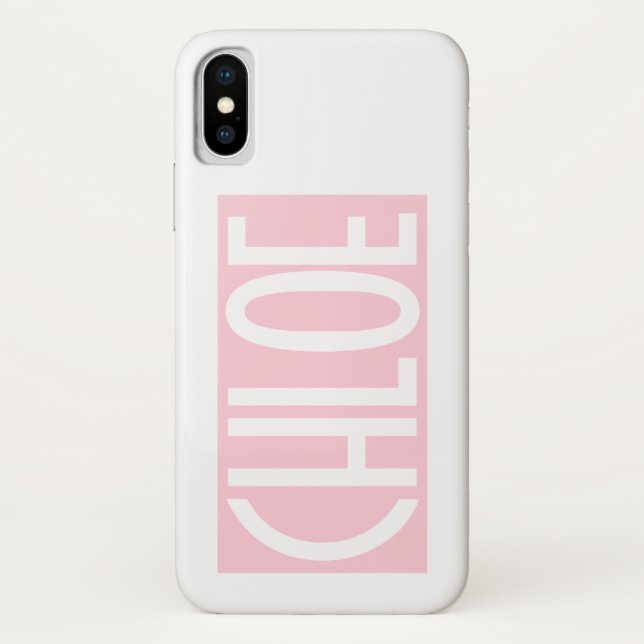 Funda De Case-Mate Para iPhone Tu Nombre | Texto Blanco en Rosa Claro (Reverso)
