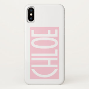 Funda Para iPhone X Tu nombre Texto blanco negrita sobre rosa claro