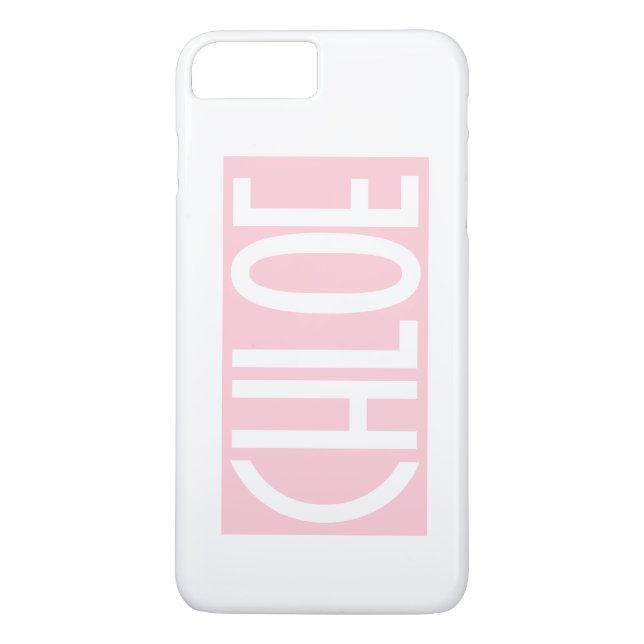 Funda De Case-Mate Para iPhone Tu nombre | Texto blanco negrita sobre rosa claro (Reverso)