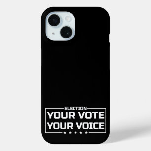 Funda Para iPhone 15 Tu voto tu voz fuente blanca
