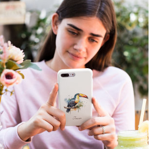 Funda Para iPhone 11 Tucán en rama arte acuarela, personalizado