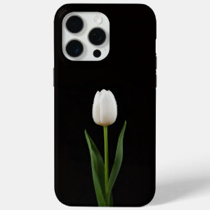 Funda Para iPhone 15 Pro Max Tulipán Blanco Perla para iPhone 15 Pro Max Negro 