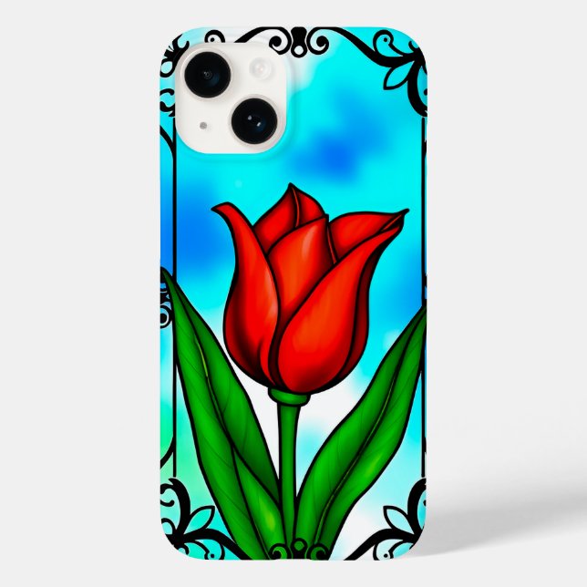 Funda De Case-Mate Para iPhone Tulipán rojo vibrante (Reverso )