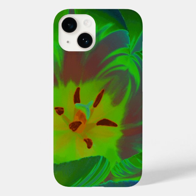 Funda De Case-Mate Para iPhone Tulipán verde místico (Reverso )