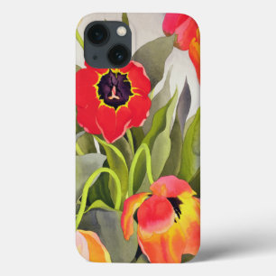 Funda Para iPhone 13 Tulipanes anaranjados y rojos