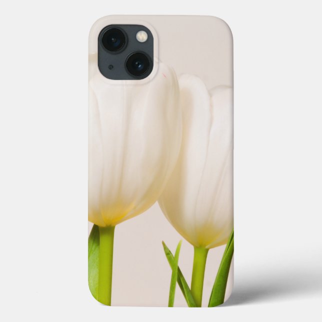 Funda De Case-Mate Para iPhone Tulipanes blancos sobre fondo blanco, (Reverso)
