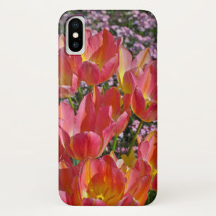 Funda Para iPhone X Tulipanes de primavera rosados y amarillos