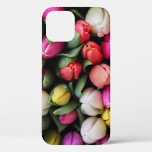 Funda Para iPhone 12 Tulipanes Flores Coloridas Primavera de Pascua