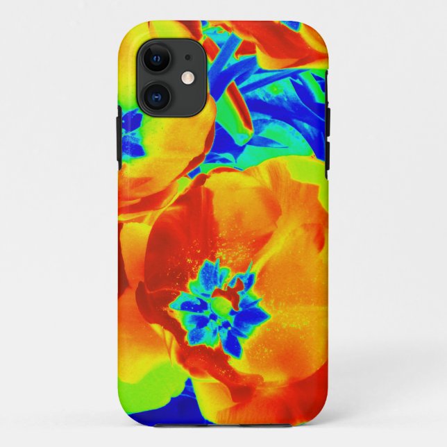 Funda De Case-Mate Para iPhone tulipanes fluorescentes (Reverso)