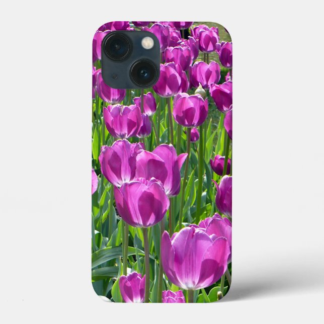 Funda De Case-Mate Para iPhone Tulipanes morados (Reverso )
