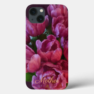 Funda Para iPhone 13 Tulipanes para texto de personalizado madre